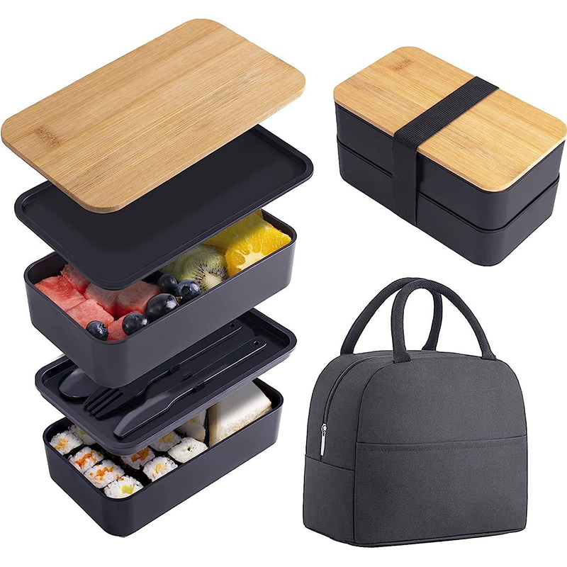 Meal Prep Burrito - Caixa bento empilhável com utensílios 1200ml,