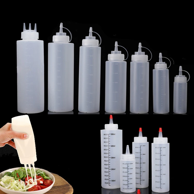 Sauce Squeeze Bottle - 1 pçs vazio 120ml-1000ml pe plástico
