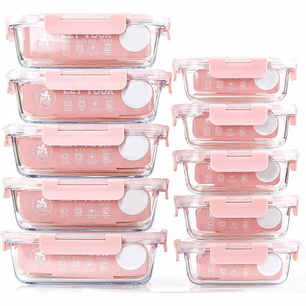 Meal Prep Container - Conjunto de 10 Recipientes de Vidro