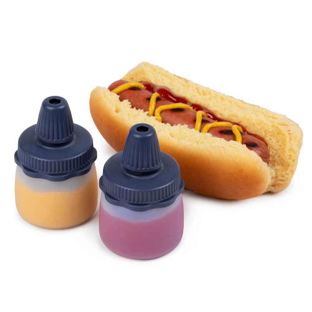 Sauce Squeeze Bottle - Frascos de Silicone Reutilizáveis Azuis para