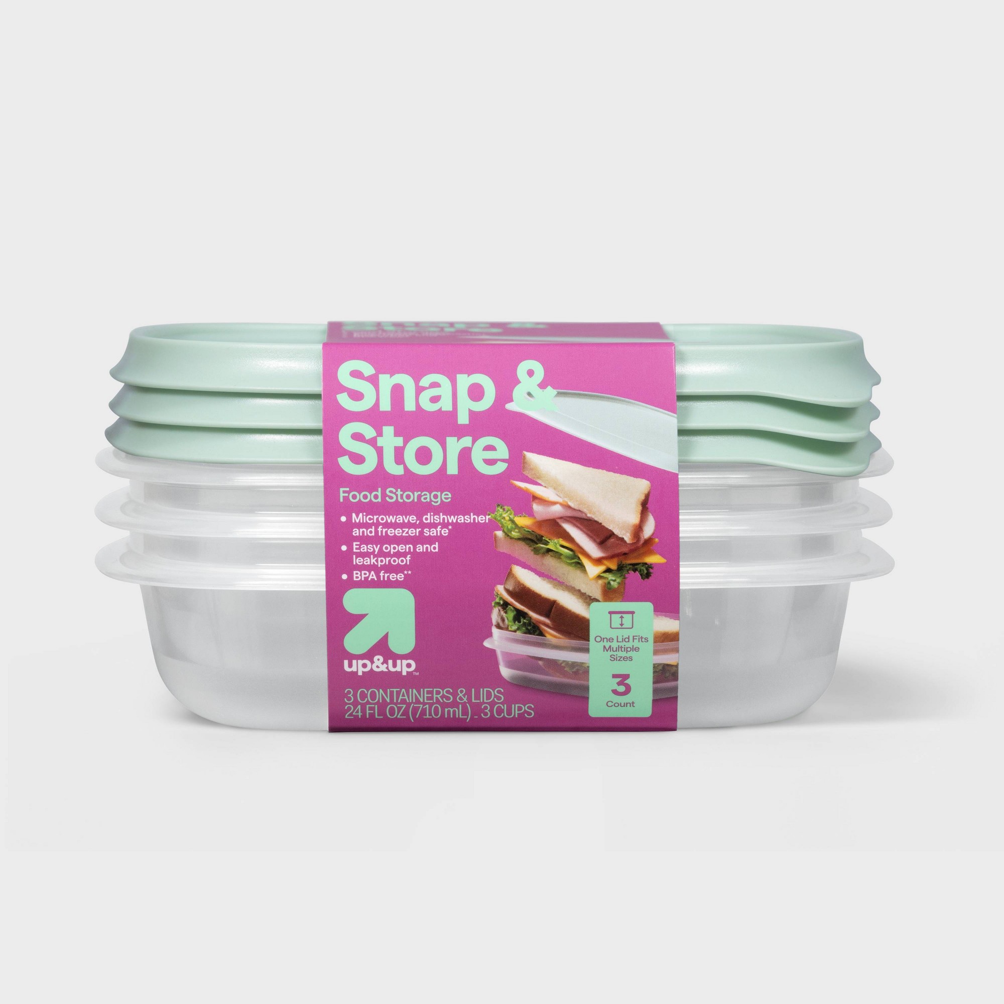Meal Prep Container - Recipientes quadrados de 3ct para armazenamento