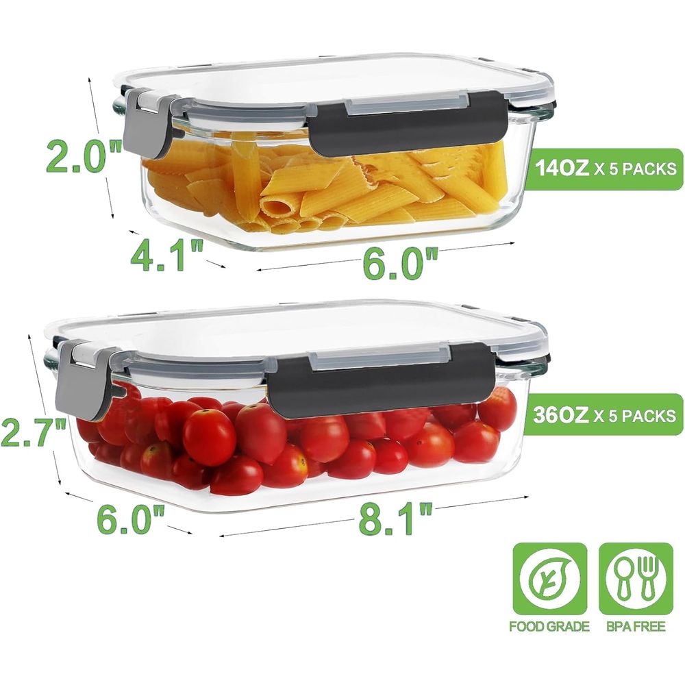 Conjunto de 10 Recipientes de  - Meal Prep Glass avaliação e preço
