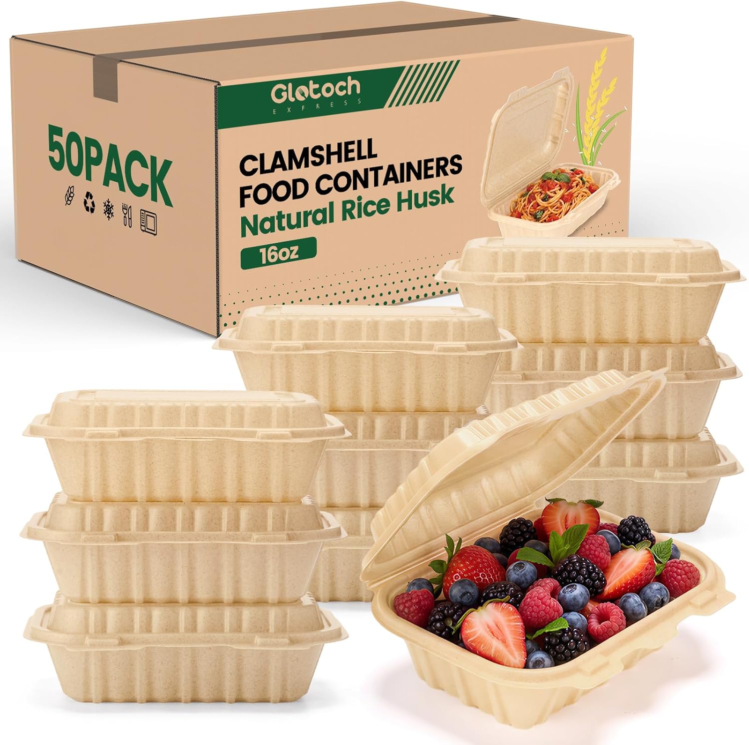 Pacote com 50 Recipientes Clam - Meal Prep Container avaliação e preço