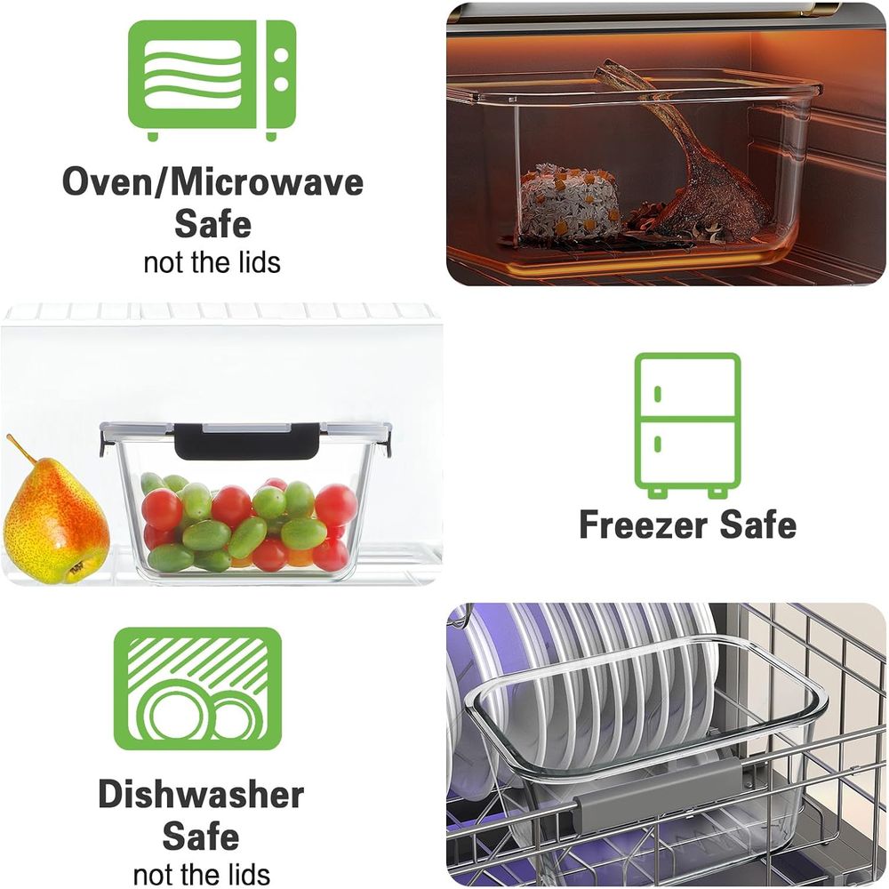 Conjunto de 4 Recipientes de V - Meal Prep Glass avaliação e preço